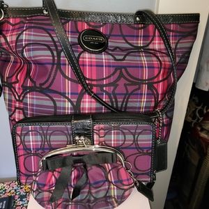 Coach Poppy Tartan Multicolor Purse, wallet and kisslock coin purse